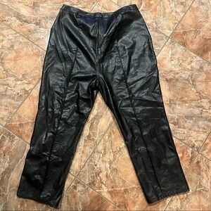 Cider Curve PU Solid Straight Leg Trousers Black